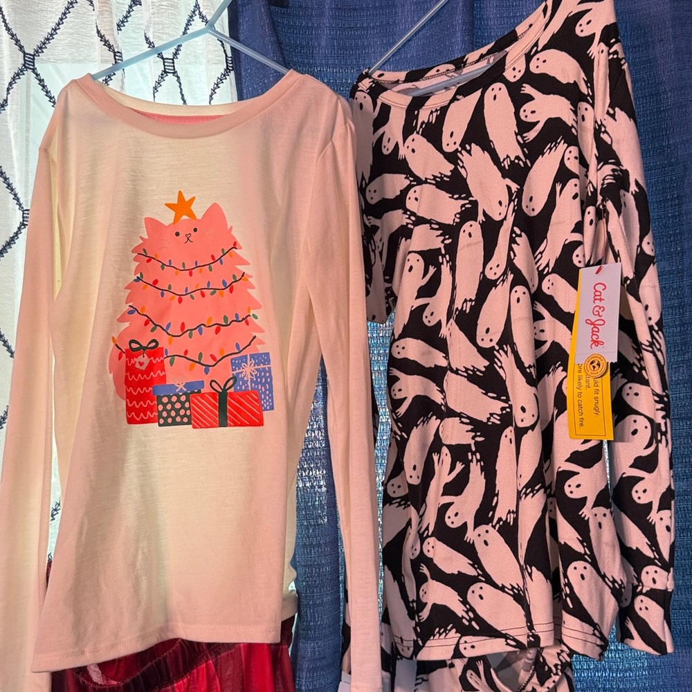 Two super cute XL Cat & Jack Pajama sets NWT! 1 Christmas, the  other Halloween!